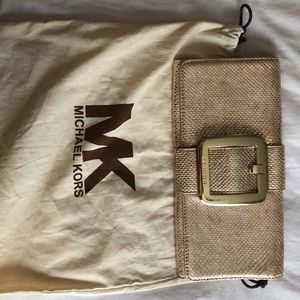 Michael Kors Gold buckle clutch